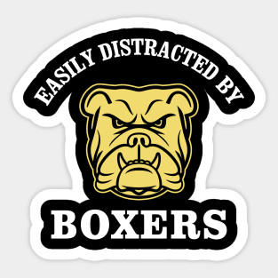 Funny Quote Boxer Lover - Easily Distracted By Boxers Sticker